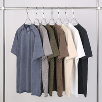 T-shirts personnalisés brodés et gaufrés avec logo de marque, surdimensionnés, en coton 350 g/m², streetwear, ample, lourd, raglan, lavé