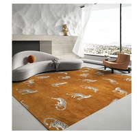 Tapis en nylon imprimé à la machine, grands tapis de salon, motif léopard, orange, vente en gros