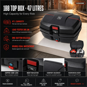 Caja de Motocicleta de 47L, Impermeable, para Almacenamiento Trasero, para Scooter, Bicicleta Eléctrica, con Portaequipajes Trasero - Product Image 2