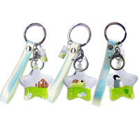 Porte-clés en acrylique en forme d'étoile avec sable mouvant, décoration personnalisée en résine, paillettes liquides, pendentif de sac, souvenir créatif, cadeau