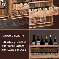 Meuble de rangement mural en bois pour bouteilles de vin, verres à pied et distributeur d'alcool