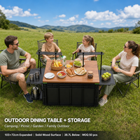 Table de camping Zentopia avec boîte de rangement et support de réchaud, 40x28 pouces, table pliante en bois robuste 38,7L, mobilier d'extérieur pour barbecue et pique-nique