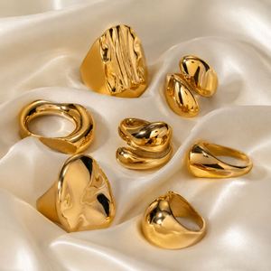 Bague Éternité Tendance Américaine Haut de Gamme pour Femme, en Acier Inoxydable Plaqué Or 18K, Lisse, Géométrique, Style Net Red, pour Usage Quotidien - Product Image 5