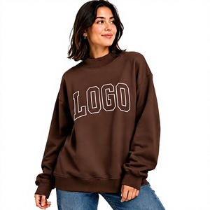 <b>Women's</b> Winter Long Mock Neck <b>Sweatshirt</b> <b>Lightweight</b> Fleece Fabric Customized Applique Letter Front OEM ODM - Product Image 1