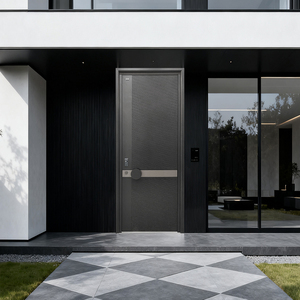 3D резная алюминиевая входная дверь, пуленепробиваемая теплостойкая Роскошная линия, минималистичный дизайн, наружные двери для - Product Image 2