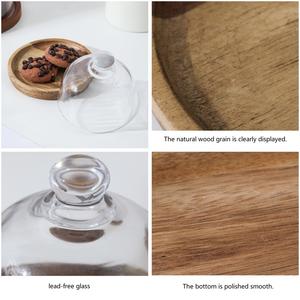 <span class=keywords><strong>Mini</strong></span> Plateau à Gâteau en Verre Rond avec Socle en Bois pour la Décoration de la Maison ou de l'Hôtel pour Servir des Gâteaux lors de Fêtes - Product Image 4