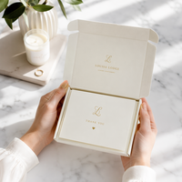 Kit de Personalización Blanco Marfil: Caja de Envío, Tarjeta de Agradecimiento y Pegatina a Juego para DTC Minimalista, Bienestar y Desempaquetado Ecológico con Bajo MOQ