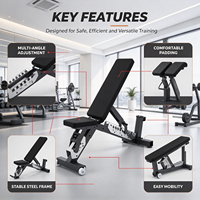 Banc de musculation multifonctionnel réglable REYK - Pliable en acier et cuir, unisexe, durable, pour la salle de sport et la maison