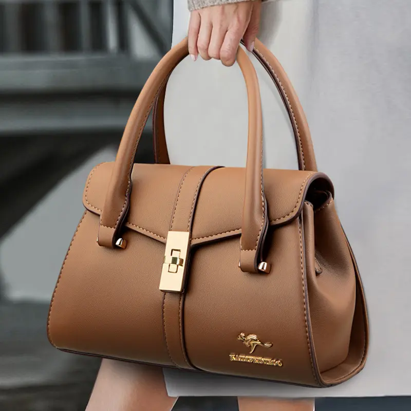 Elegant Versatile Pu Leather Popular Crossbody Frame Bag Ladies Sling Baguete Handbags Classic Printing Handbag For Women