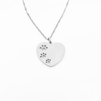 Charmes de coeur avec collier de patte de chien creux Colgante De Acero Inoxidable bijoux de patte de chien collier de coeur en acier inoxydable