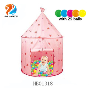 Tente de jeu de château de princesse rose Tente de jouet pop-up pliable conçue à la mode avec des boules en polyester Jouet de sport élégant - Product Image 2