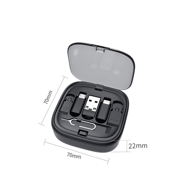 Multifunction Retractable Cables Box 6 in 1 Charging Cable Adapter Set Perfect Gift Desk Stand Travel Cable Adapters Kit Box