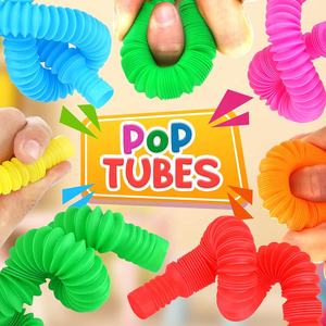 Tubos creativos para niños, juguete sensorial para aliviar el estrés, tubo telescópico de color flexible - Product Image 2