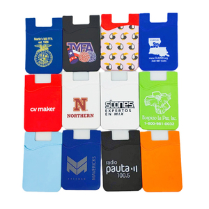 Porte-cartes de téléphone personnalisé avec logo, en silicone avec adhésif, portefeuille pour téléphone portable - Product Image 1