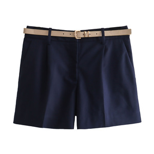 Nouvelle collection de vêtements pour femmes <span class=keywords><strong>Lin</strong></span> : <span class=keywords><strong>Shorts</strong></span> polyvalents avec ceinture décorative, décontractés et tendance - Product Image 3