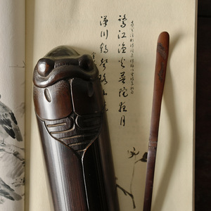 Cuillère à thé en bambou sculptée à la main, couleur charbon vieilli, forme irrégulière, pour accessoires de cérémonie du thé et thé de l'après-midi - Product Image 2
