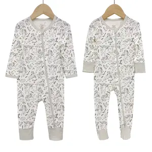 Custom Baby Boys Girls Rompers Long Sleeves Clothes For Infant 6M-3Years Bamboo Baby Winter Romper With Zipper Kids Clothes