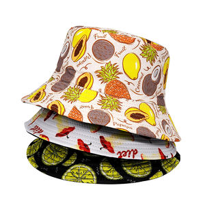 Protector solar sol hombres mujeres doble cara plegable Bob gorra Panamá gorras limón manzana piña pescador sombreros fruta estampado cubo sombrero - Product Image 2