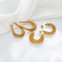 Nouveau Punk acier inoxydable PVD plaqué or gros torsadé C boucles d'oreilles bijoux pour femmes Huggie creux luxe boucles d'oreilles femmes