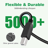 Câble USB Type-C vers USB 2.0 B mâle personnalisé avec conducteur en cuivre pur, synchronisation de données haute vitesse pour ordinateur et imprimante, matériau PVC