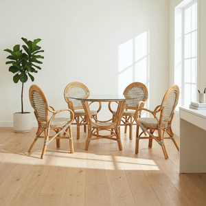 Bali <b>Bistro</b> Dining Set Rattan Elegant Comfortable Handwoven Chairs <b>Table</b> Apartment Dining Furniture Asian Antique Design Durable - Product Image 1