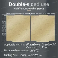 Piastra di Costruzione per Flashforge Creator 5 Creator 5 PRO, Foglio in Acciaio a Molla PEI PEO PET C5, Doppio Lato, per Piano Riscaldato e Piastra Fredda