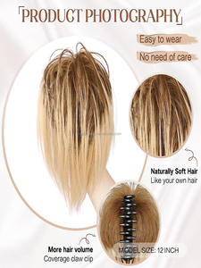 Nouveau Style <span class=keywords><strong>Long</strong></span> <span class=keywords><strong>Cheveux</strong></span> Synthétiques Griffe Queues De Cheval Messy Lazy Fluffy Perruque avec <span class=keywords><strong>Chignon</strong></span> et Barbe Messy pour Wigging - Product Image 5