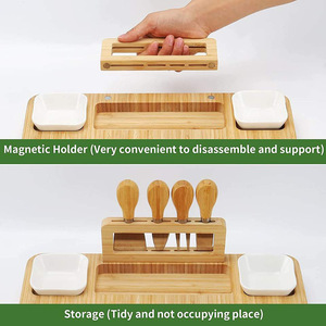 Ensemble de planches à fromage en bambou avec couverts et tiroirs pour usage domestique, plateau de découpe et plateau de service portables - Product Image 4