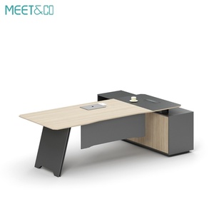 Modern <b>Large</b> Wooden L-Shaped Office <b>Desk</b> Convertible Modular Bureau De Travail for Executives Managers CEOs Bosses - Product Image 4