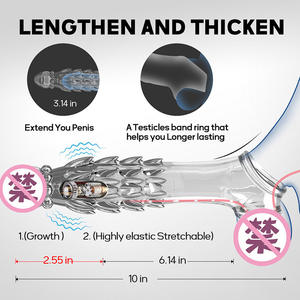 23Cm Elastische Condoom Herbruikbare Penis <span class=keywords><strong>Ring</strong></span> Extender Mouw Vertraging Ejaculatie Penis Vergroting Seksspeeltjes Voor Mannen Intiem Goed % - Product Image 3