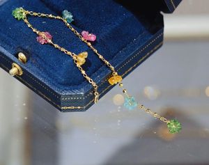 Xinfly 18K Pure Gold <b>Cute</b> Multicolor Tourmaline Kapok Handmade Flower Girl <b>Bracelet</b> - Product Image 2