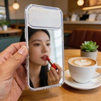 Coque personnalisée en TPU et PC avec miroir de maquillage pour iPhone 18 Pro Max, compatible iPhone 18, 17, 16 Pro Max – Étui mignon pour filles