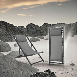 كراسي استلقاء شمسية خارجية حديثة قابلة للطي، سهلة الاسترخاء، بإطار حديدي، مع حاملات أكواب، مناسبة للفلل والحدائق والشواطئ البحرية. - Product Image 3