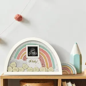 波西米亚彩虹框架替代婴儿淋浴留言簿框架下降顶部婴儿淋浴留言簿