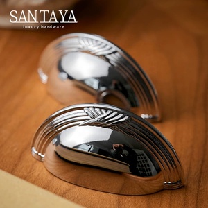 Puxadores de Latão Cromado Prateado Santaya em Formato de Concha para Armários de Cozinha, Guarda-Roupas de Quarto e Móveis - Product Image 6