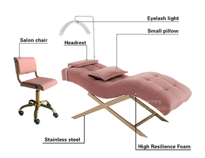 HOCHEY Cama Ergonómica en Forma de S para Pestañas, Sillón de Ocio, Cabeza de Cama Ajustable con Bordado de Pestañas - Product Image 5