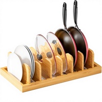 Organisateur et support portable pour couvercles de casseroles en bambou, résistant à la rouille, pour rangement en armoire, pour casseroles, planches à découper et plaques de cuisson