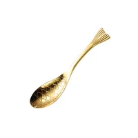 Cuillère en acier inoxydable, cuillère créative en forme de poisson, cuillère dorée, cuillère à dessert, cuillère à boire
