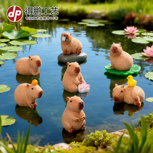 Figurines de capybara en résine, mini ornements animaux pour la décoration de la maison et du jardin - Product Image 1