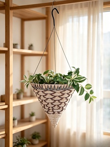 Panier suspendu conique tressé, pot de fleurs suspendu conique tressé, panier suspendu pour plantes d'intérieur et d'extérieur - Product Image 3
