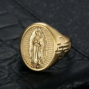 European American Style Retro <b>Cross</b> Stainless Steel <b>Ring</b> Gold <b>Silver</b> Unisex Jewelry Gift Fashion <b>Rings</b> - Product Image 2