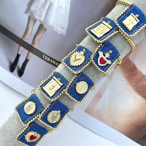 fashion bracelet religious jewelry Virgin Mary Jesus necklaces heart charm 18k gold plated bracelets wholesale