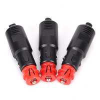 Connecteur de prise allume-cigare de voiture mâle 12V avec fusible LED rouge noir