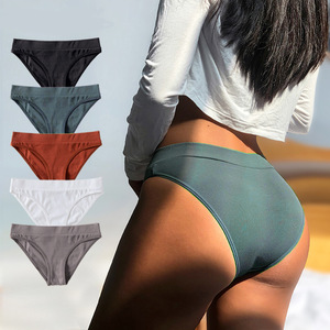 Ropa interior sexy para mujer, bragas de algodón acanalado, bragas sexys sin costuras, panty de cintura baja - Product Image 1
