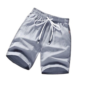 100% Polyester Soft Casual <b>Linen</b> <b>Shorts</b> for <b>Men</b> Summer Breathable Beach <b>Shorts</b> Plain Dyed - Product Image 1