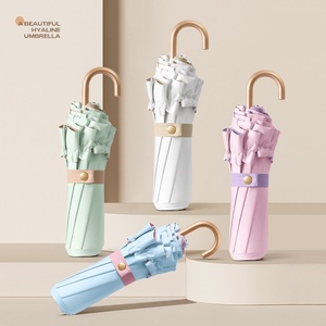 Paraguas <span class=keywords><strong>de</strong></span> Encaje Estilo Princesa Coreana para Mujer, Gancho Dorado y Revestimiento <span class=keywords><strong>de</strong></span> Gel <span class=keywords><strong>de</strong></span> Color, Protección UV, Sombrilla Plegable Creativa - Product Image 1