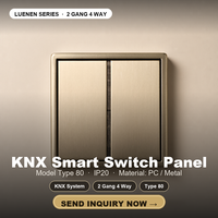 Interrupteur mural intelligent KNX 2 gangs 4 voies, panneau métallique 30V DC IP20, contrôle de scène pour hôtel et villa