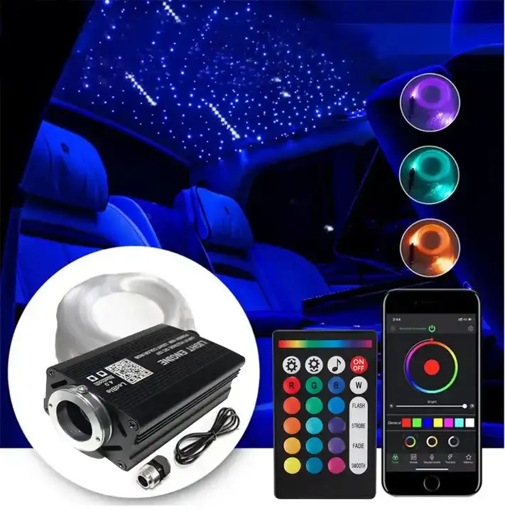 Thin 16w Rgb App Led light engine car roof fiber optic Starlight Headliner Kit Plastic Fiber Star Ceiling Light Kit for car