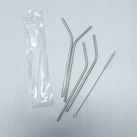 Vente en gros de paille à boire en métal réutilisable en acier inoxydable, ensemble de 4 avec brosse de nettoyage pour gobelet tasse boisson froide