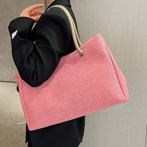 Sac à main vintage grande capacité, couleur unie, sac à bandoulière, sac fourre-tout à fermeture éclair, sac de plage, sac à main de style ethnique, sac bandoulière pour femme - Product Image 4